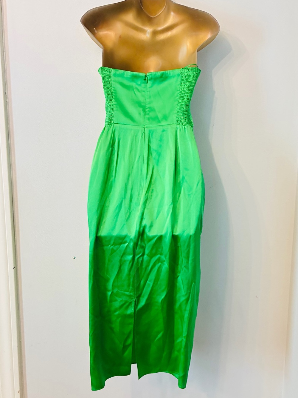 Amanda Uprichard Strapless Satin Midi Dress – Green Cocktail – Small - Picture 4 of 10